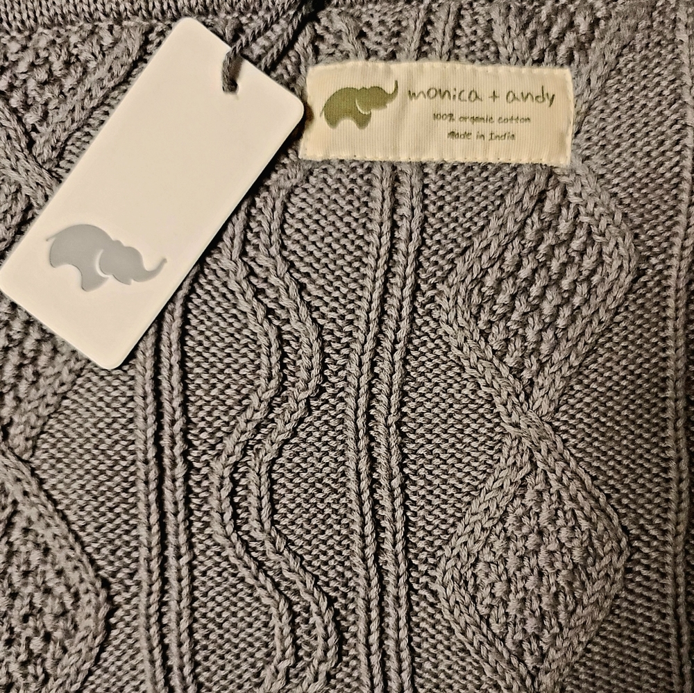 Monica & Andy,Grey Knit Baby Blanket,Gift,Organic Cotton